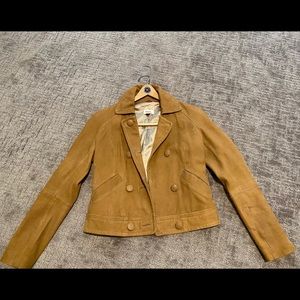 Fossil Light Camel Lamb Skin Leather Jacket